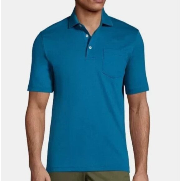 NWOT Lands' End Men's XXL Traditional Fit Blue Polo Shirt Cotton Blend - Picture 1 of 8